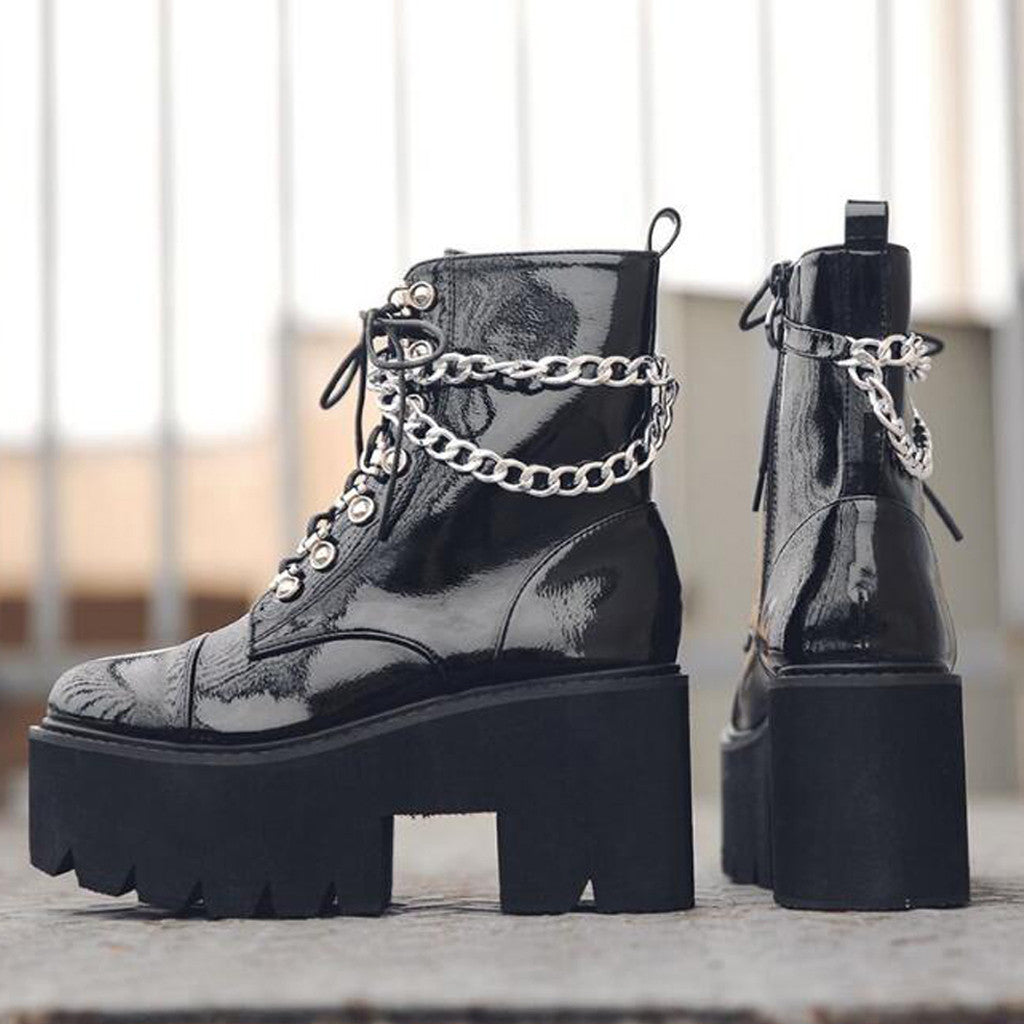 The Ankle Chain Boots - alternate view, shown with a person (3 of 13)