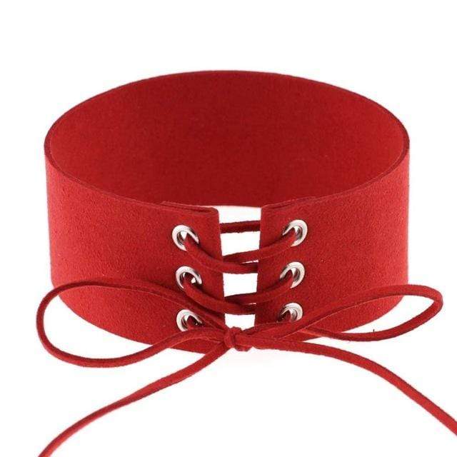 Velvet Aesthetic Lace Up Choker - Creepy Goth