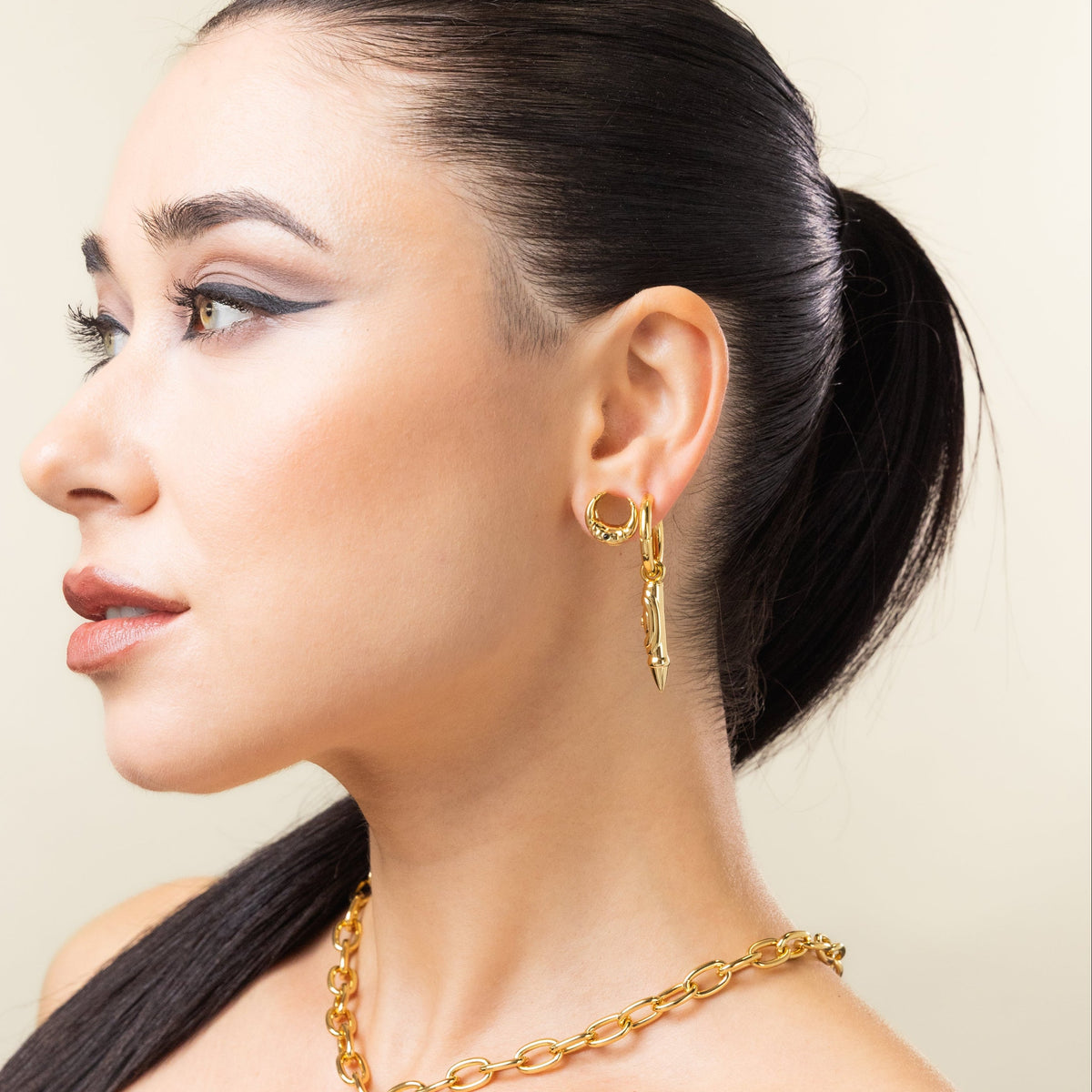 LAMINAR AXIS DROP HOOP EARRINGS