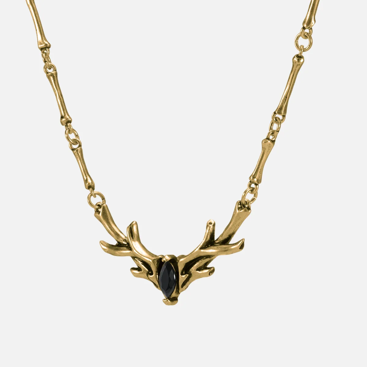 SACRED ANTLER COLLAR NECKLACE (GOLD-OBSIDIAN)