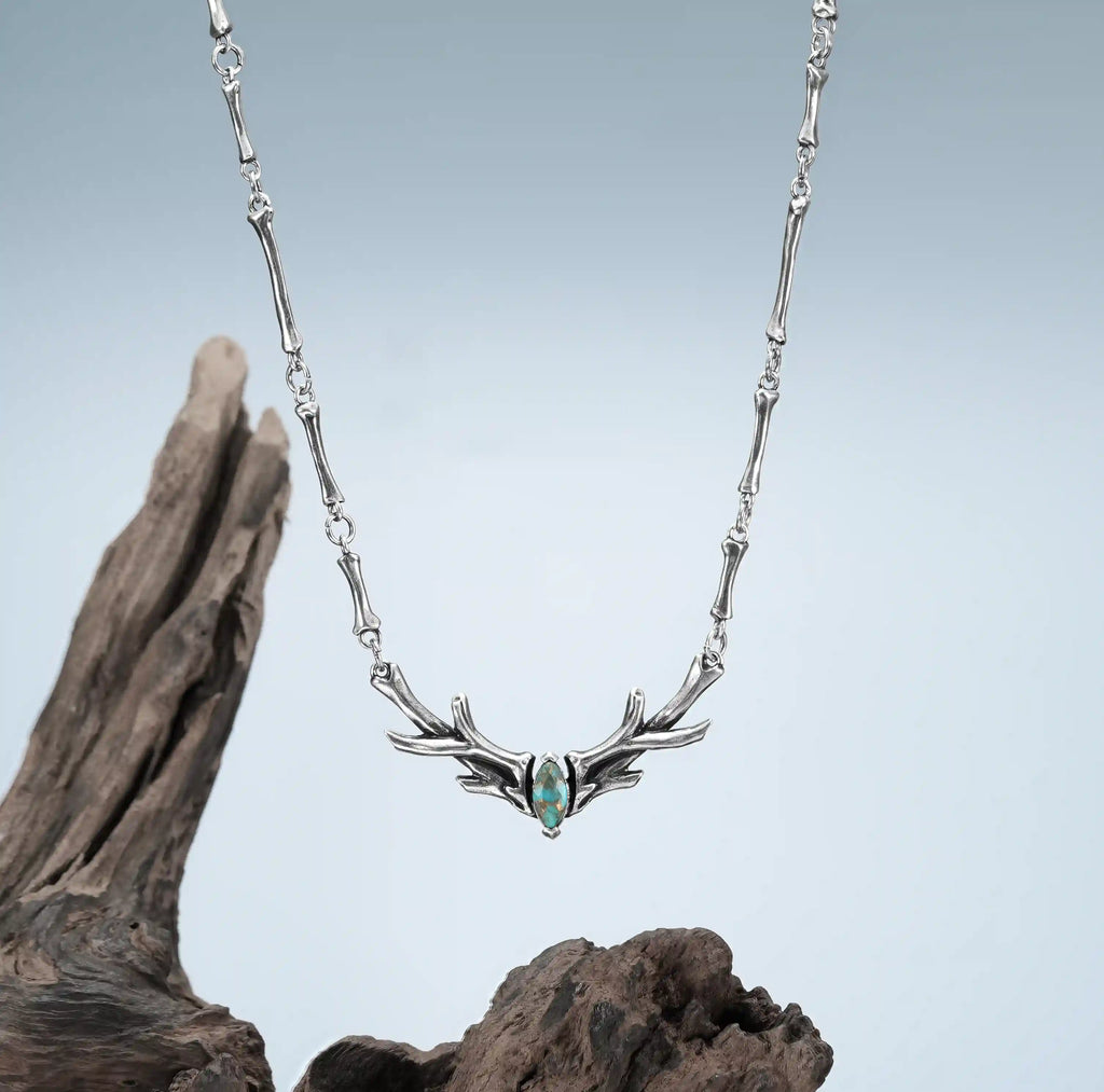 SACRED ANTLER COLLAR NECKLACE（SILVER-TURQUOISE)