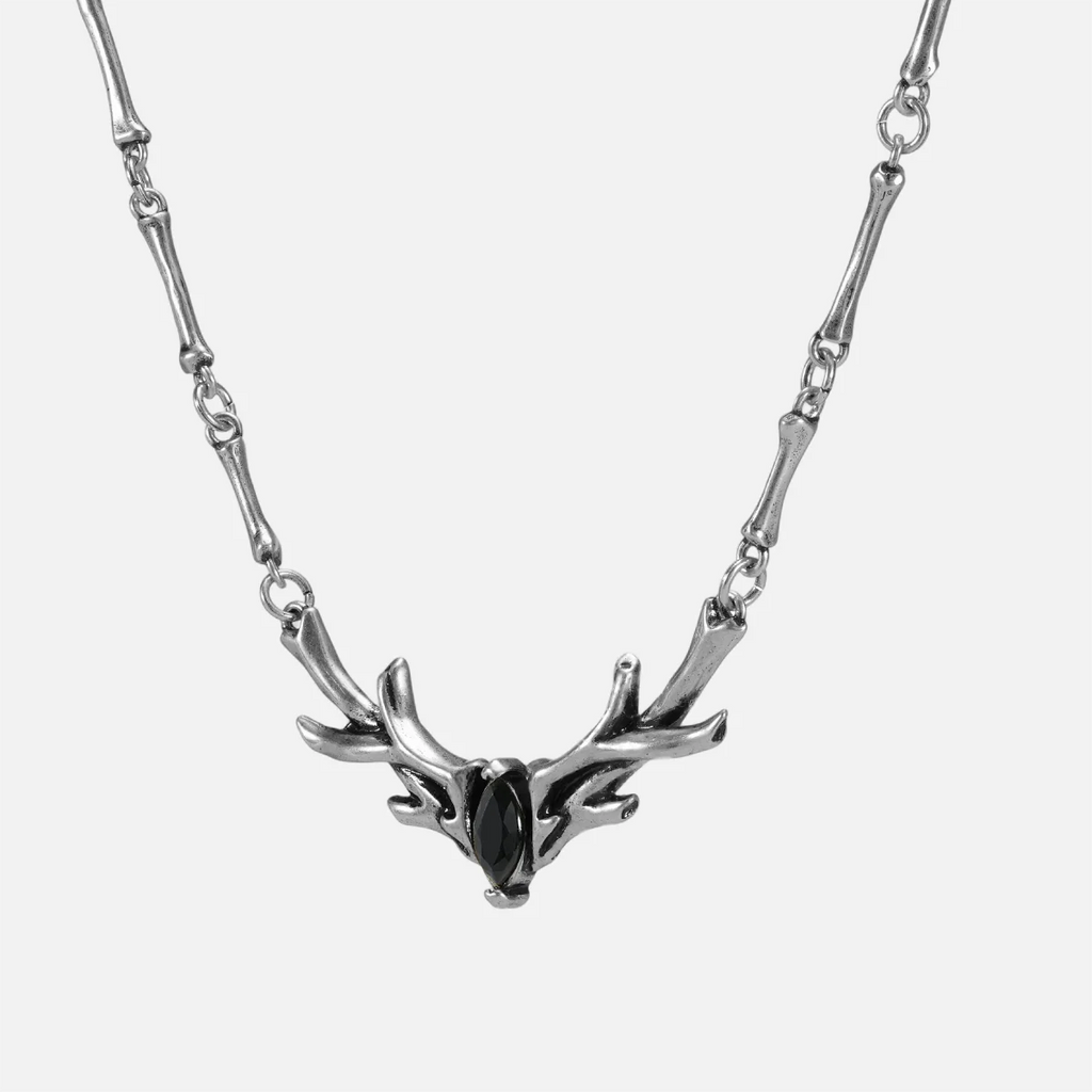 SACRED ANTLER COLLAR NECKLACE (GOLD-OBSIDIAN)