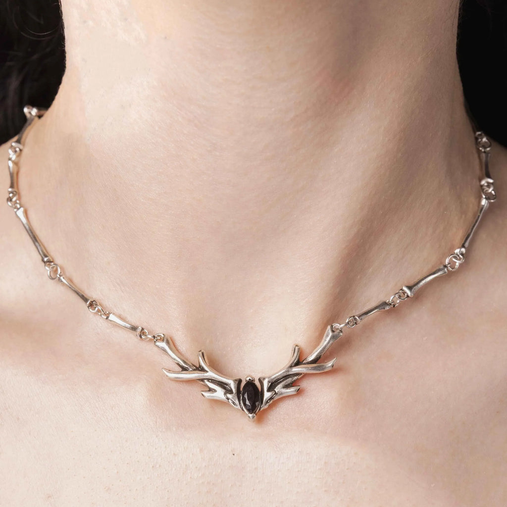 SACRED ANTLER COLLAR NECKLACE (GOLD-OBSIDIAN)