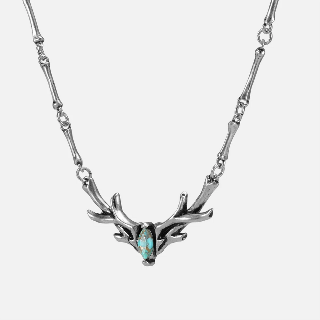 SACRED ANTLER COLLAR NECKLACE (GOLD-OBSIDIAN)