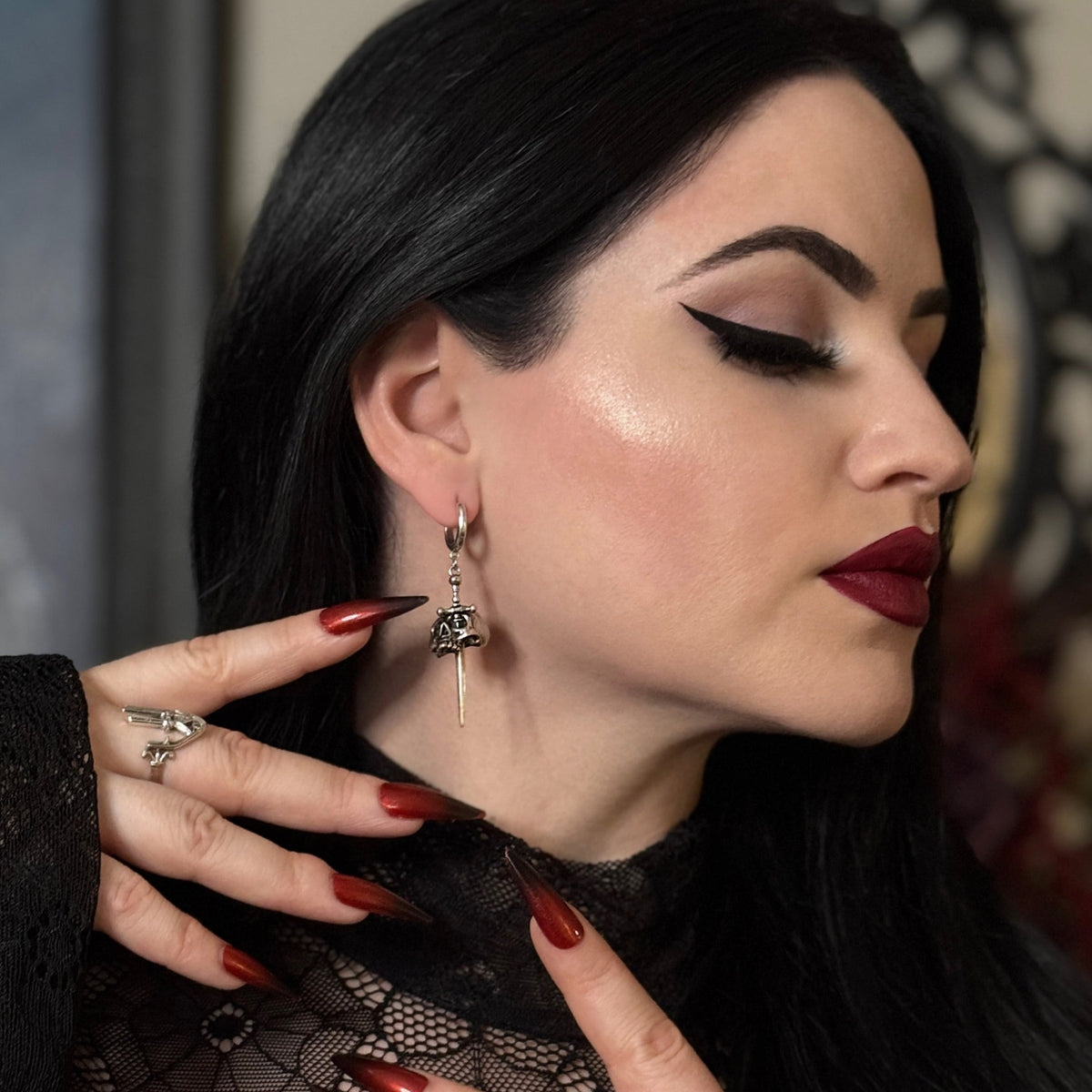 SKULL DAGGER EARRINGS