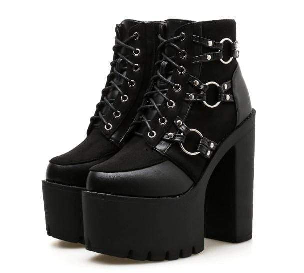 Gothic Harness Boots - Creepy Goth