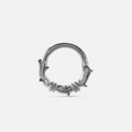 Thorn Bramble Clicker in polished titanium with thorned ring design and wrapped bramble details
