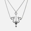 Tideworn knot necklace in antiqued silver finish with rope textured ring and layered spiral pendant