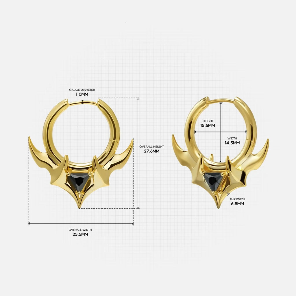 TRIDENT CREST STONE HOOPS EARRINGS