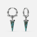 Unearthed Spike Earrings in 925 sterling silver, pair shown front and back on white, featuring turquoise triangular spike dro
