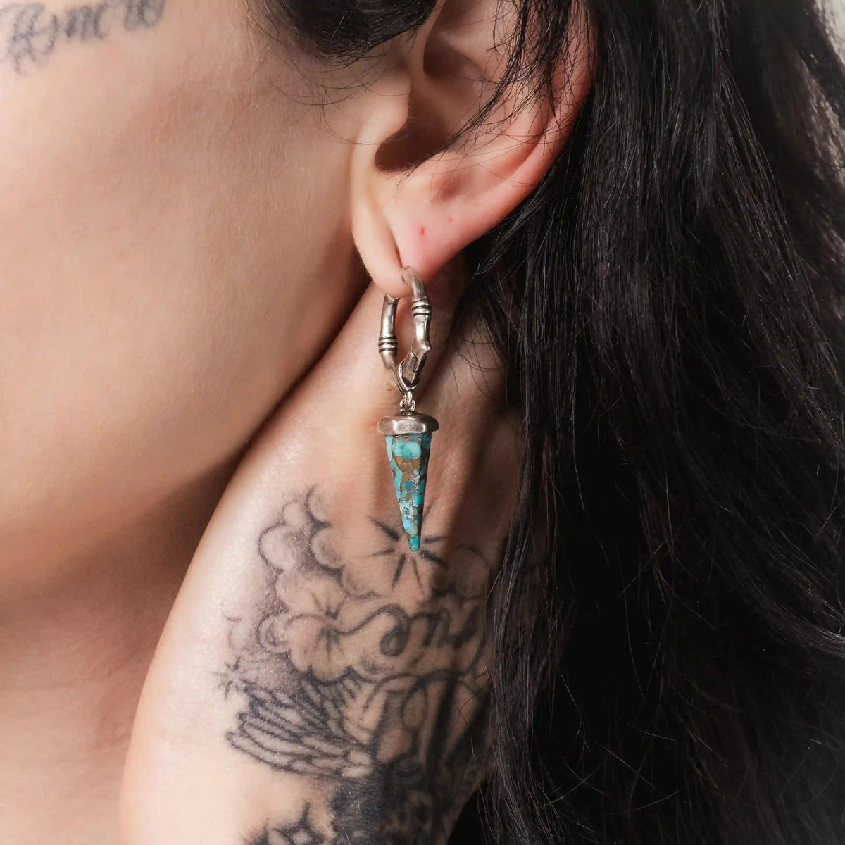 UNEARTHED SPIKE EARRINGS  (SILVER-TURQUOISE)