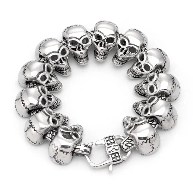 Men's Silver Skull Link Bracelet - alternate studio view (2 of 3)