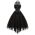Women's Black Halter Lace Corset Midi Dress - front studio view (1 of 3)