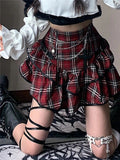 Women's Gothic Plaid Skirt - primary photo, shown with a person (1 of 3)
