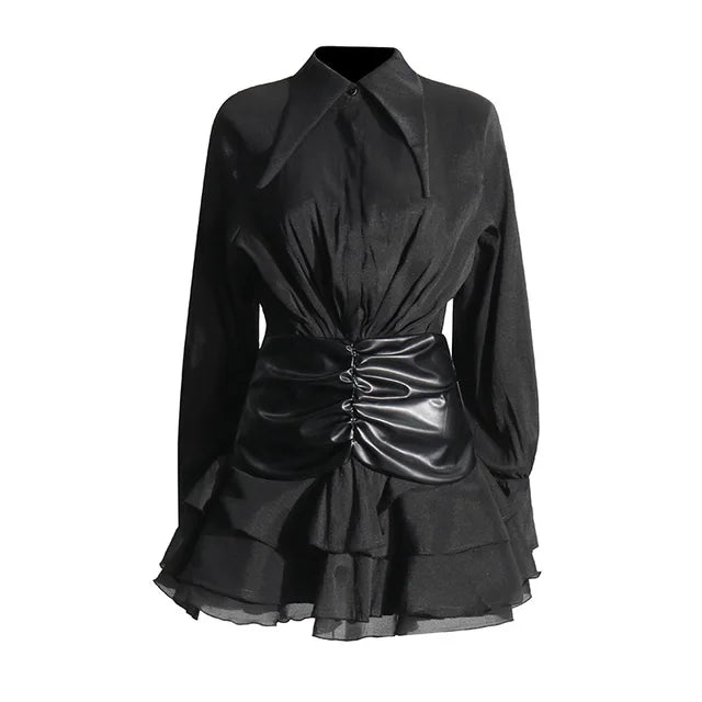 Women's Gothic Elegant Dress Black - front studio view (1 of 2)