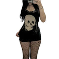 Skull Siren Gothic Mini Dress - primary photo, shown with a person (1 of 3)