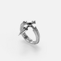 Vesper Blade Ring in silver shown at a three-quarter angle on white, highlighting the gothic blade and cross-inspired form.