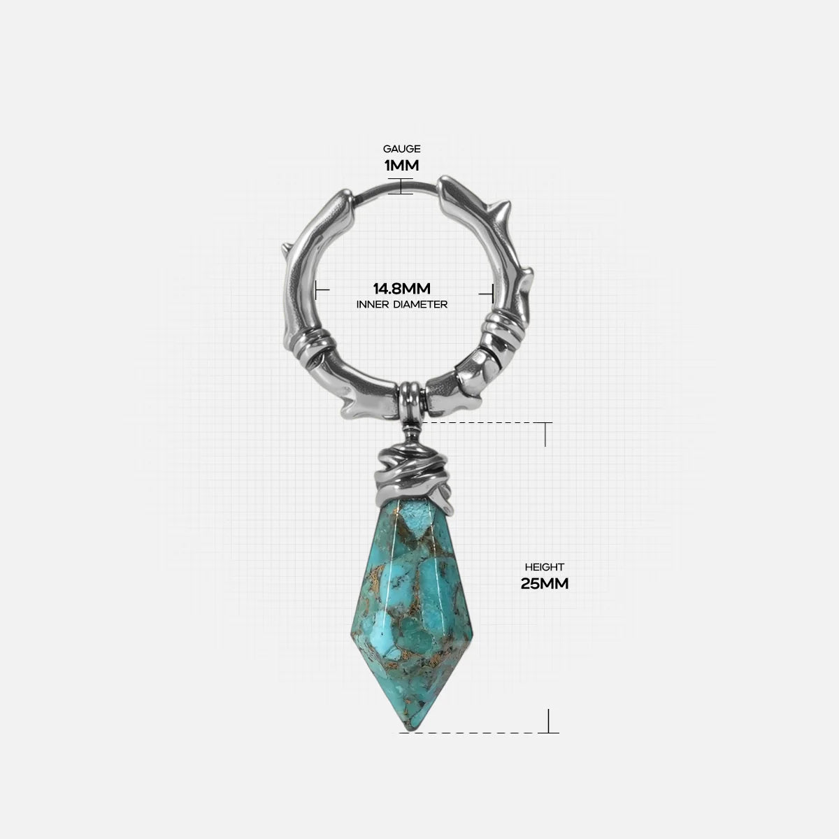 WRAPPED RELIC EARRINGS(SILVER-TURQUOISE)
