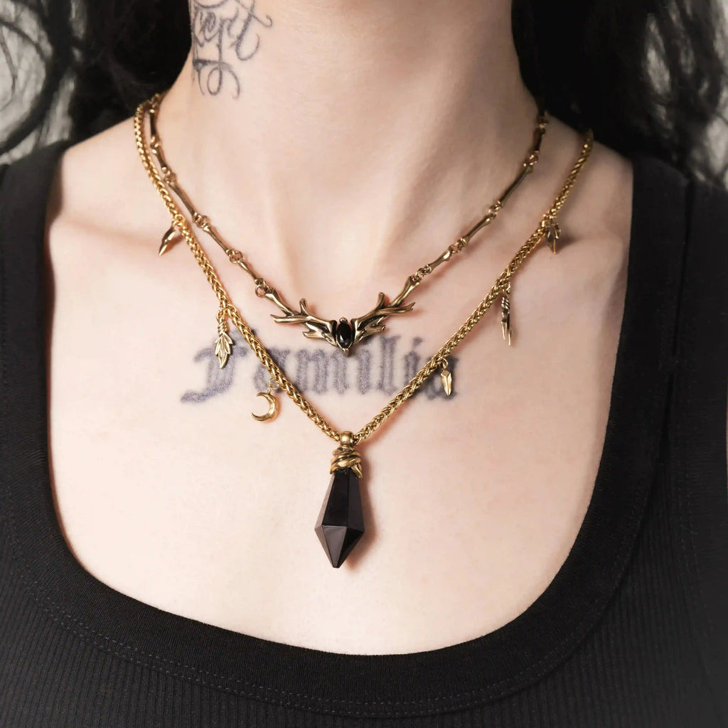 WRAPPED RELIC NECKLACE (SILVER-OBSIDIAN)