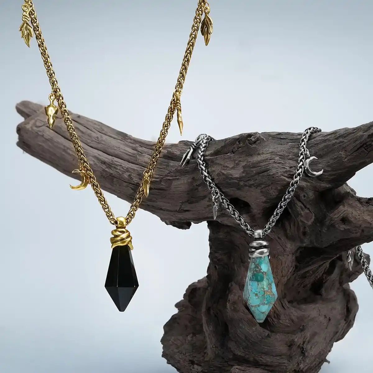 WRAPPED RELIC NECKLACE (SILVER-OBSIDIAN)