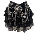 Women's Black Chain-Charm Tiered Mini Skirt - front studio view
